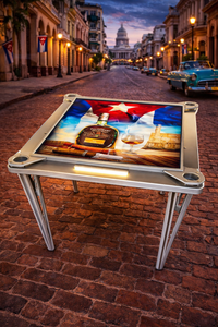 Load image into Gallery viewer, Custom LED domino table La Mesa by Novus with Cuban rum and cigar design inspired by Havana Cuba
