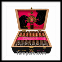 Load image into Gallery viewer, Open box of Arturo Fuente Black Pink Work of Art cigars featuring the Black Panther artwork and Vintage 1960s Series packaging
