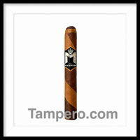 Load image into Gallery viewer, M by Macanudo Espresso with Cream Toro 6x50 single cigar featuring a distinctive barber pole wrapper with Natural and Maduro tobacco leaves.
