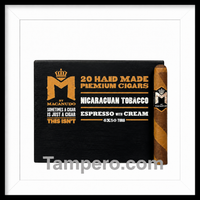 Load image into Gallery viewer, Macanudo M Espresso with Cream Toro 6x50 premium coffee-infused cigars, box of 20 with distinctive barber pole wrapper at Tampero Cigars Ybor City.
